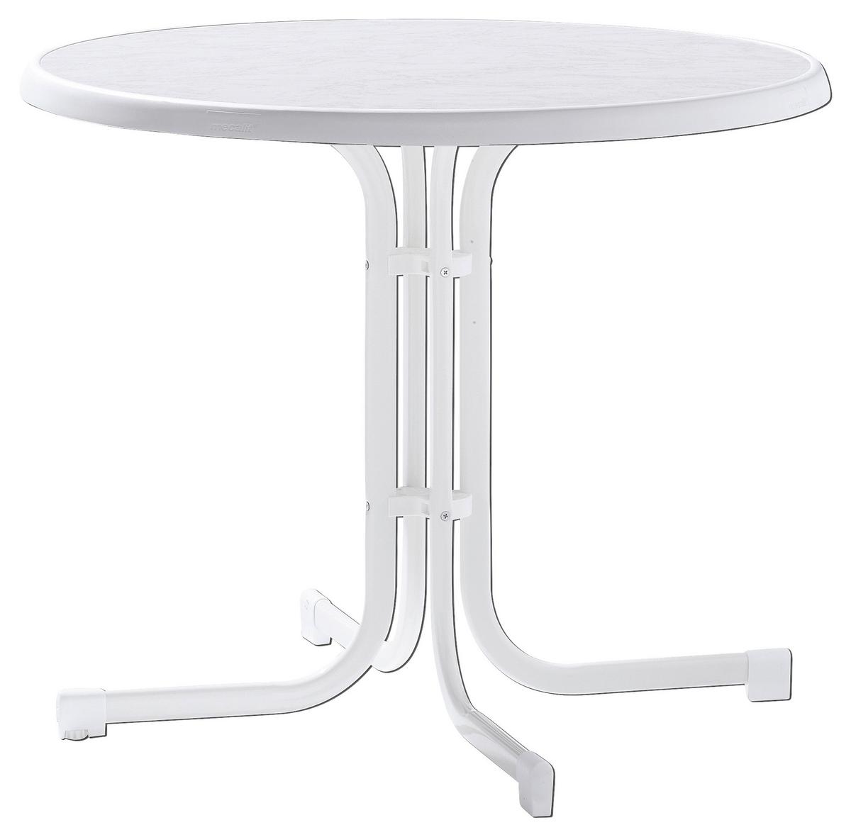 Gartentisch Klappbar Holzwerkstoff/metall ⌀ 86 Cm - Weiß, MODERN, Holzwerkstoff/Metall (86/86/72cm) - Sieger