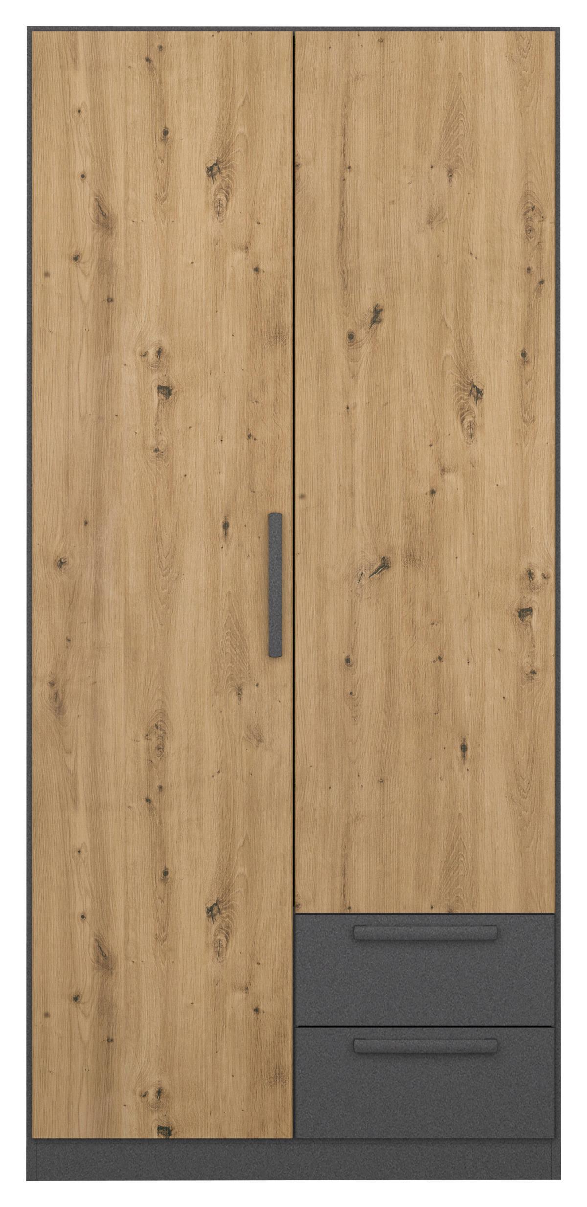 Drehtürenschrank Style-Up Eiche Artisan/Grau B: 91cm - Eiche Artisan/Grau, MODERN, Holzwerkstoff (91/197/54cm) - Rauch Möbel