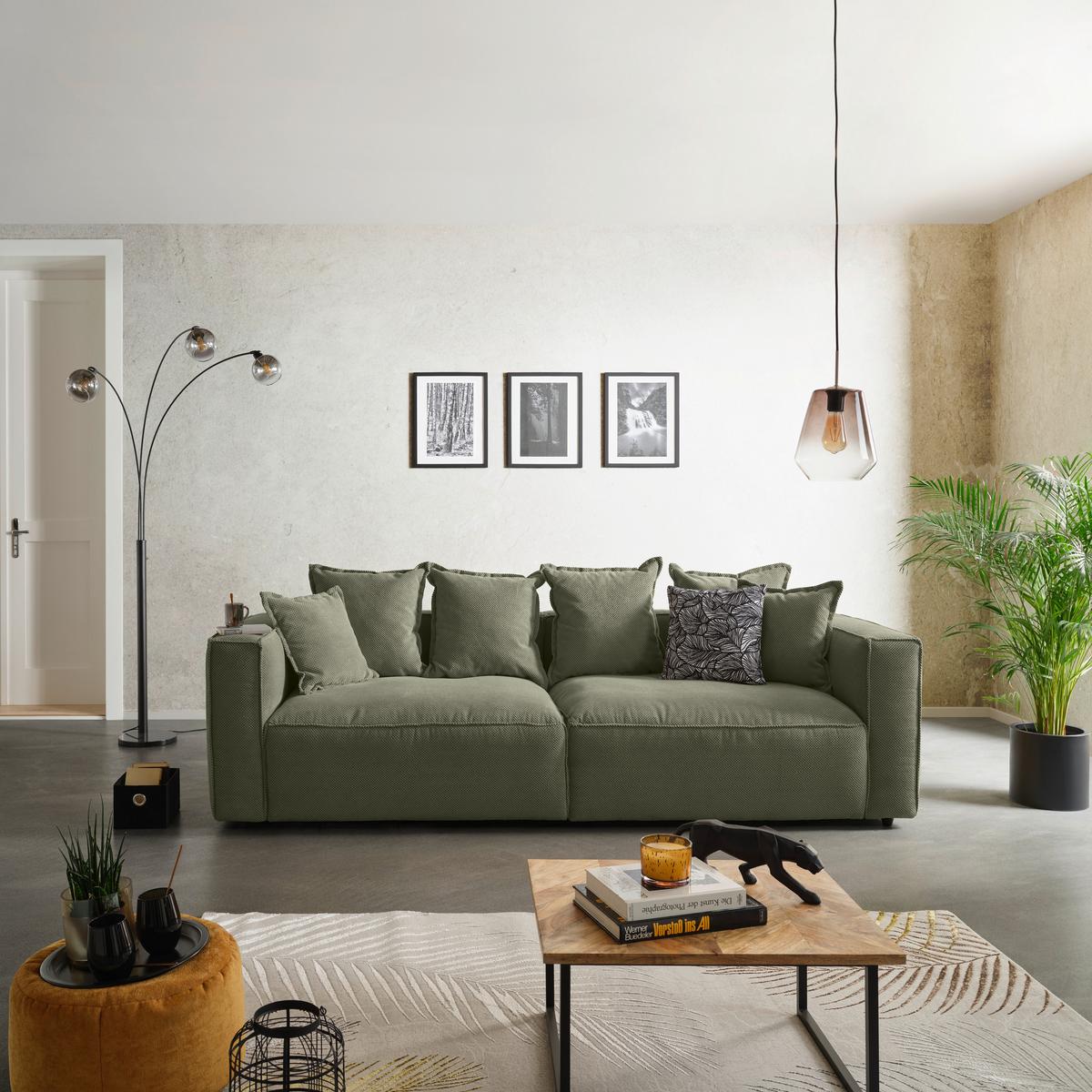POHOVKA BIG SOFA COWBOY - černá/zelená, Moderní, textil (280/72/109cm)