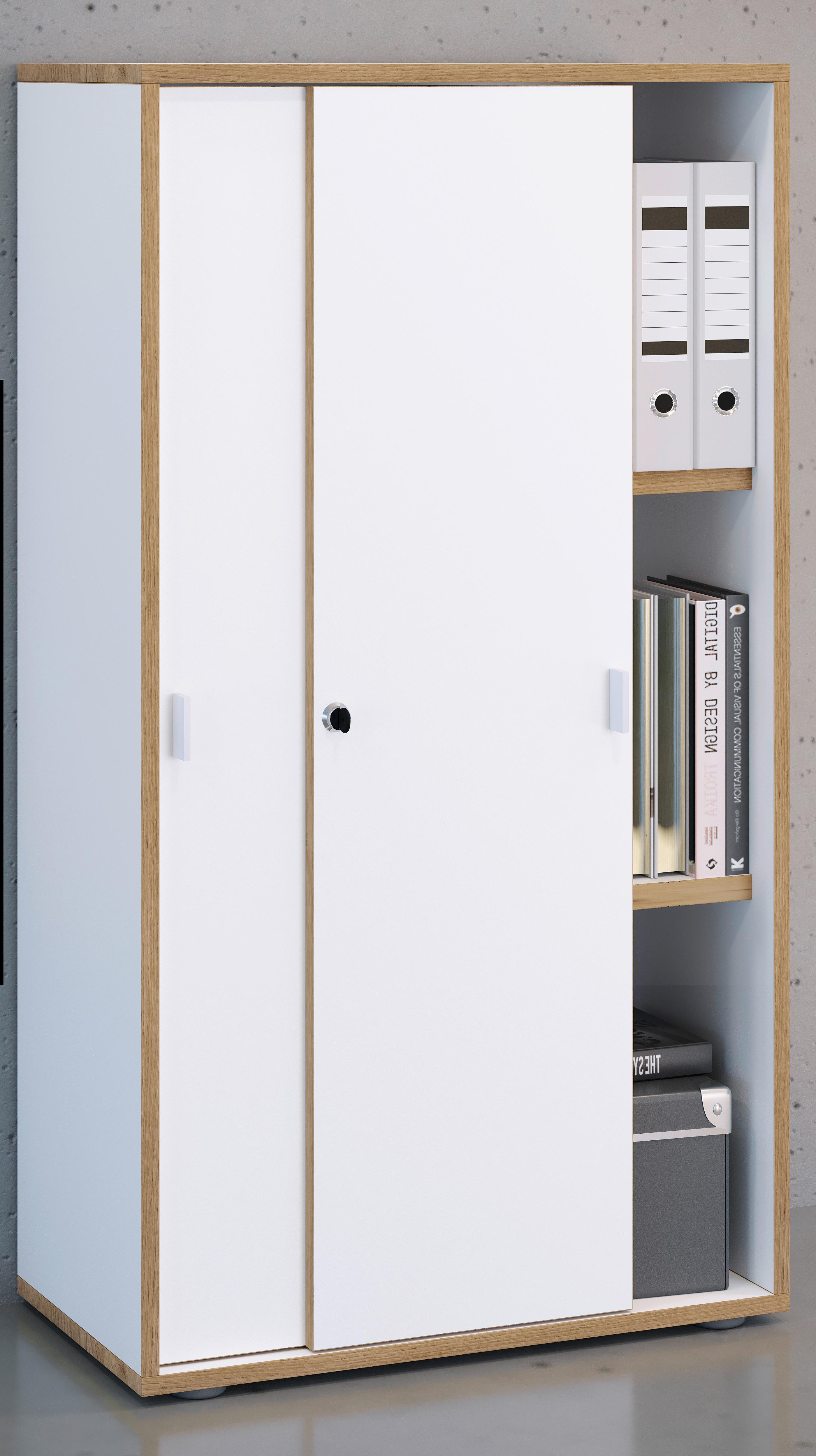 Aktenschrank Salia Weiß, Honigeiche B: 60 cm - Honigeiche/Weiß, Design, Holzwerkstoff (60/110/37cm) - MID.YOU