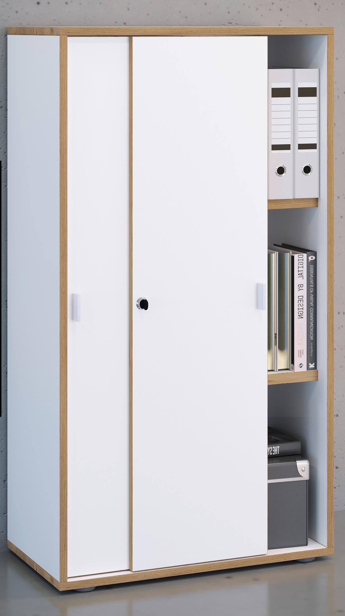 Aktenschrank Salia Weiß, Honigeiche B: 60 cm - Honigeiche/Weiß, Design, Holzwerkstoff (60/110/37cm) - MID.YOU