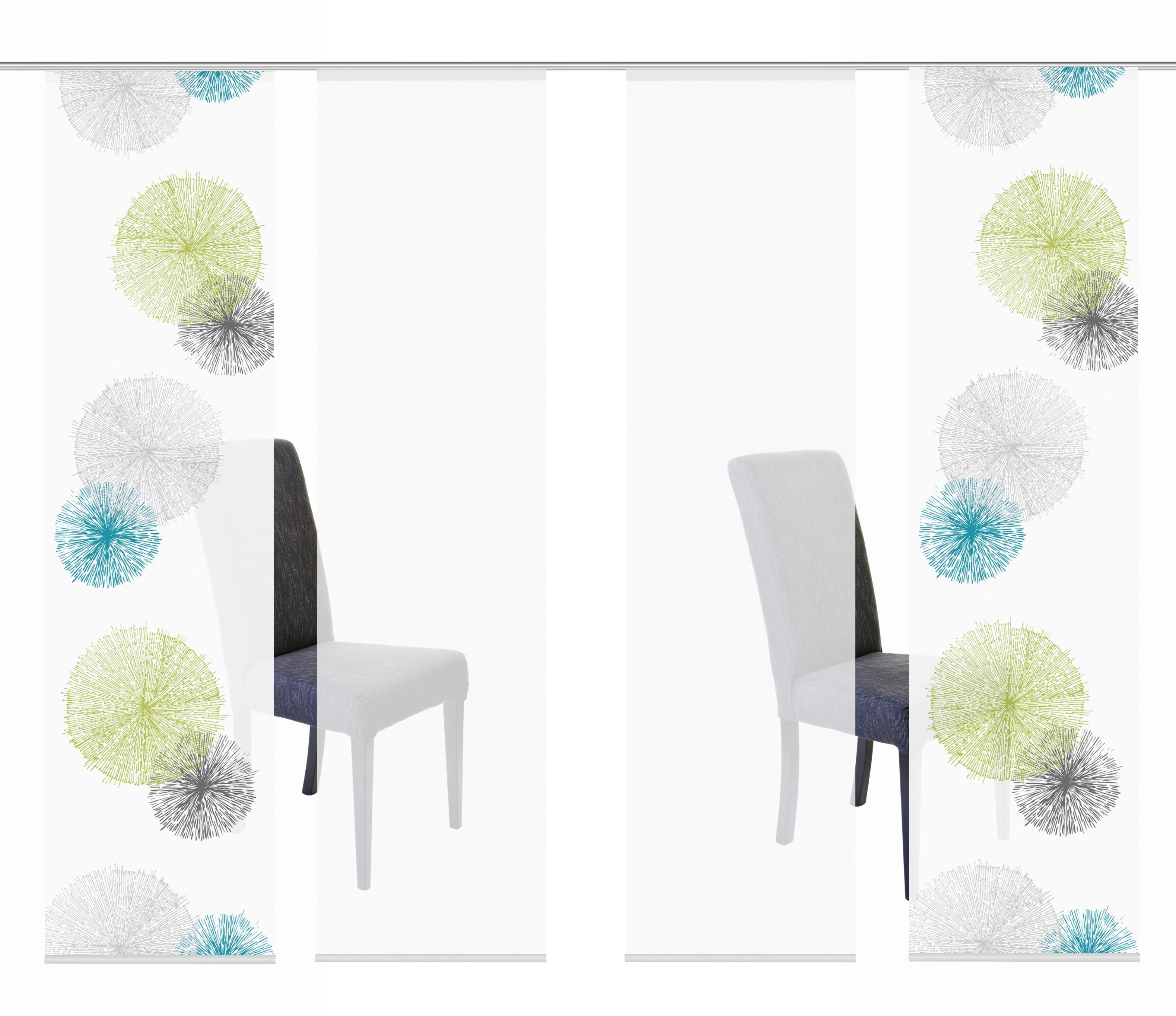 Flächenvorhang 4-Tlg. Rawlins B: 60 cm, Grün/Grau - Grün, Basics, Textil (60/245cm)