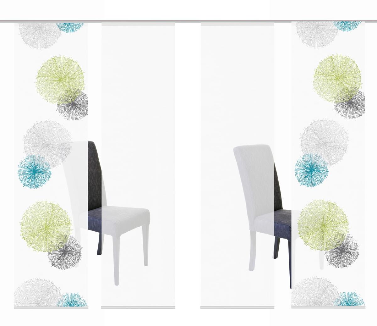 Flächenvorhang 4-Tlg. Rawlins B: 60 cm, Grün/Grau - Grün, Basics, Textil (60/245cm)