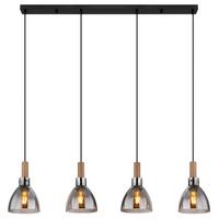 Hängeleuchte 15550-4h - Schwarz, Design, Glas/Holzwerkstoff (105/16/120cm) - Globo