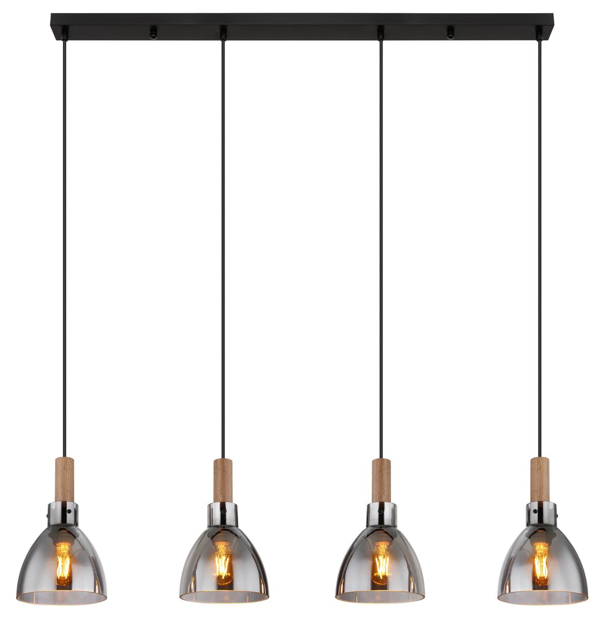 Hängeleuchte 15550-4h - Schwarz, Design, Glas/Holzwerkstoff (105/16/120cm) - Globo