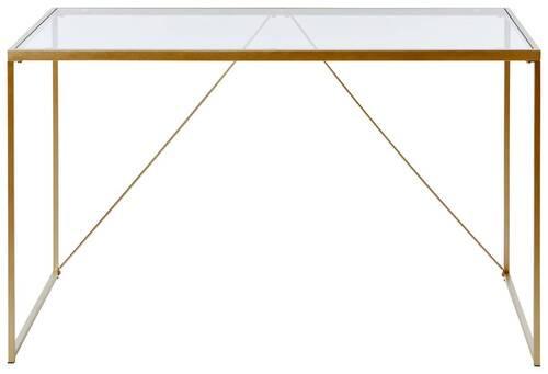 Schreibtisch Glam Desk - Klar/Goldfarben, KONVENTIONELL, Glas/Metall (120/60/73cm) - Livetastic
