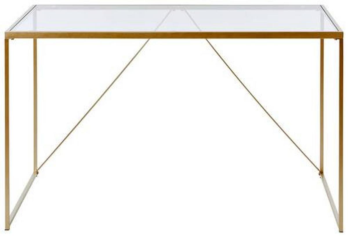 Schreibtisch Glam Desk - Klar/Goldfarben, KONVENTIONELL, Glas/Metall (120/60/73cm) - Livetastic