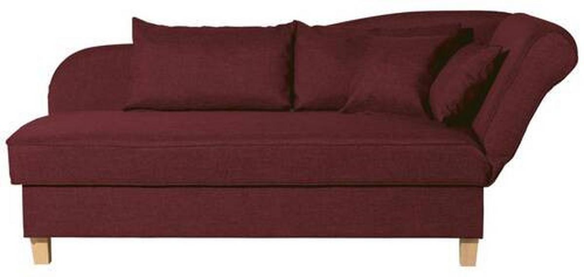 Recamiere Selma Rot Rechts Mit Bettkasten+schlaffunktion - Rot/Buchefarben, Design, Textil (190/88/82cm) - Max Winzer