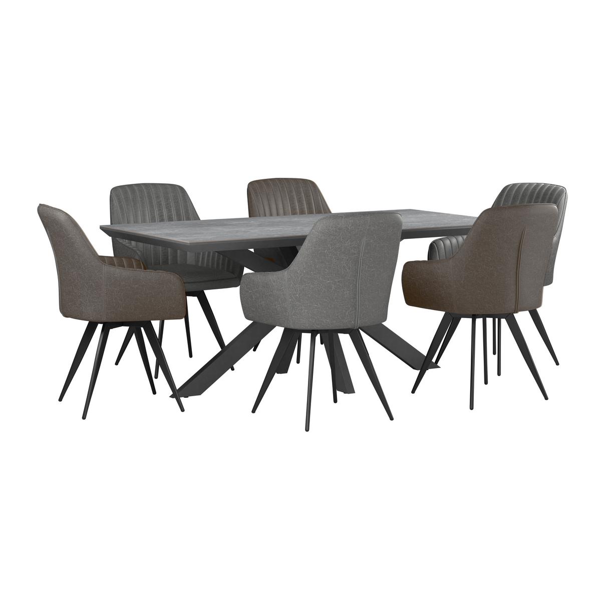 Étkezőasztal Steve 1 180 - fekete, Modern, faalapú anyag/fém (180/76/90cm)