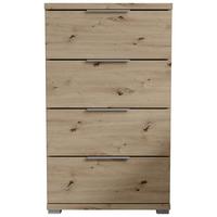 Nachtkästchen Smilla 4l E - Alufarben/Eiche Artisan, KONVENTIONELL, Holzwerkstoff (46/79/42cm)