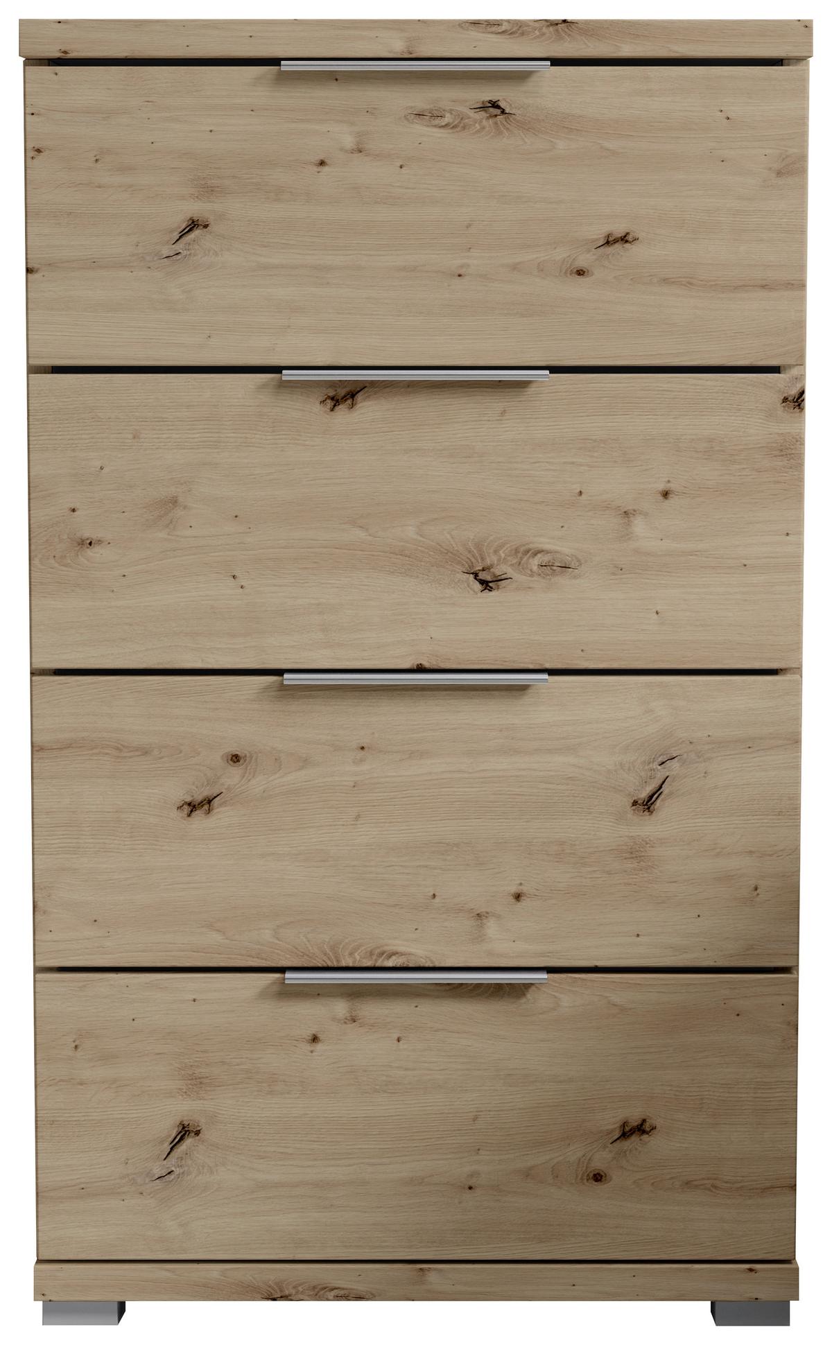 Nachtkästchen Smilla 4l E - Alufarben/Eiche Artisan, KONVENTIONELL, Holzwerkstoff (46/79/42cm)