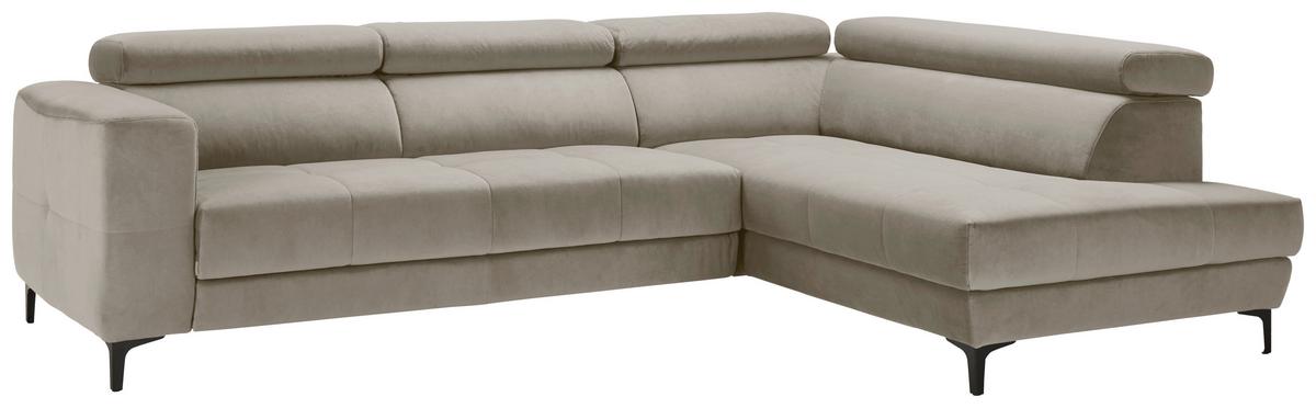 Rohová sedačka EMMA, pravá, béžová,op.hl.,USB,el.výsuv - černá/béžová, Moderní, textil (301/210cm) - Premium Living