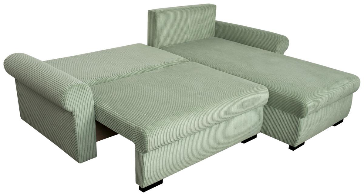 Eckschlafsofa Vasco Grün S: 233x168 cm - Schwarz/Grün, Trend, Textil (233/168cm)