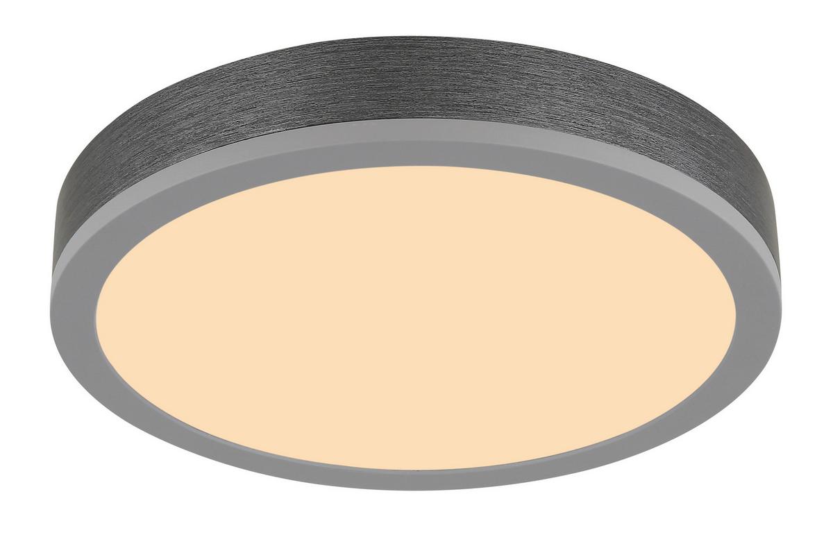 LED-Deckenleuchte Doro D: 30cm Silberfarben Weiß Dunkelgrau - Dunkelgrau/Silberfarben, KONVENTIONELL, Kunststoff/Metall (30/8,5cm) - Globo