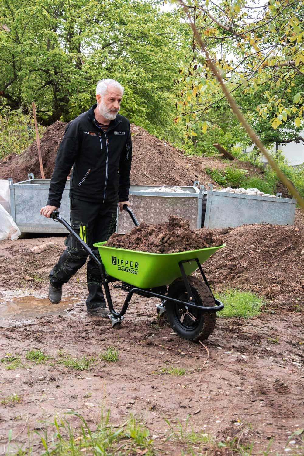 Gartenkarre Zi-Ewb500li Handschaltung Akku 500 W - Grün, Basics, Metall (64,5/76,5/144cm) - Zipper