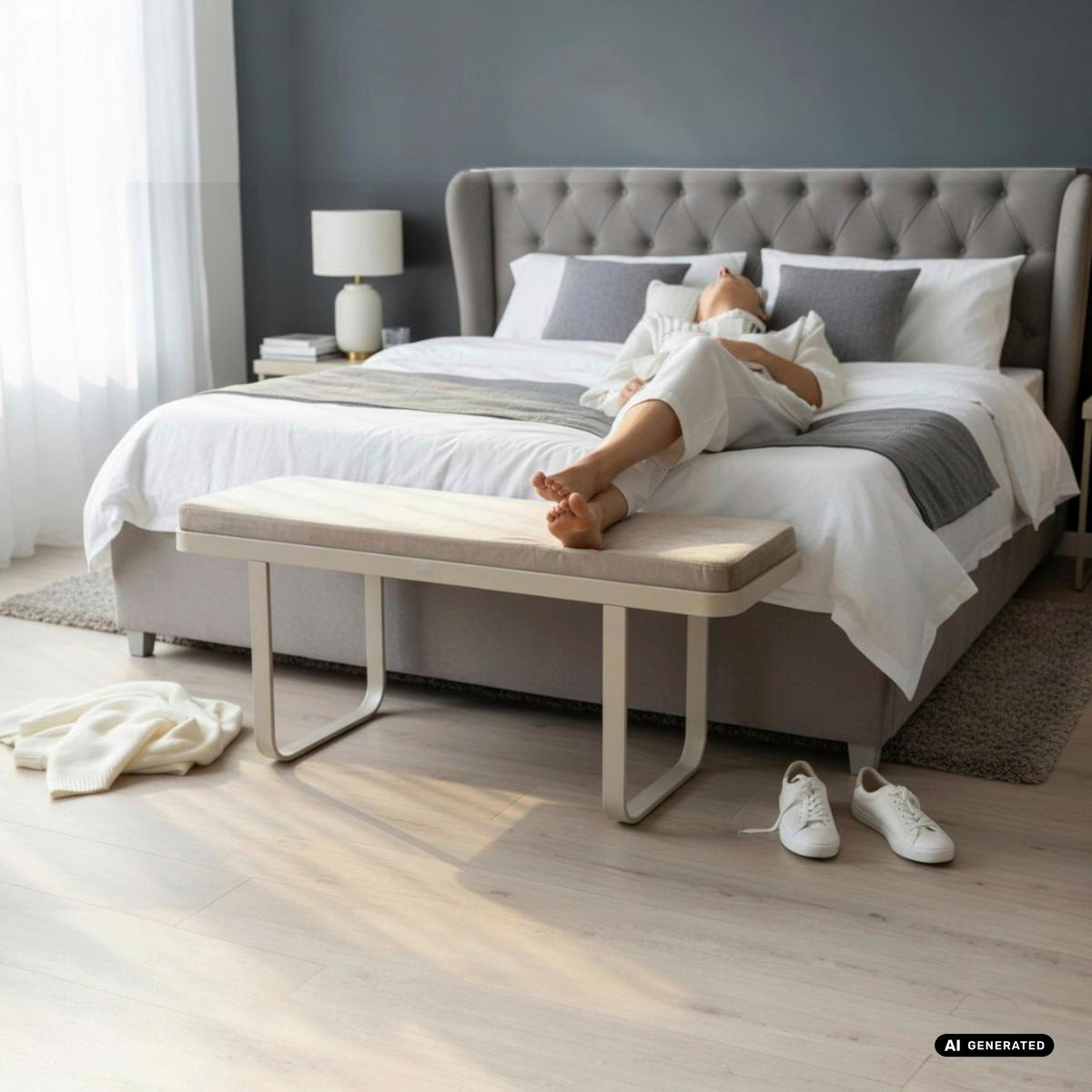 LAVICA DARIO 2 - kašmírová, Konventionell, kov/textil (115/48/36cm)