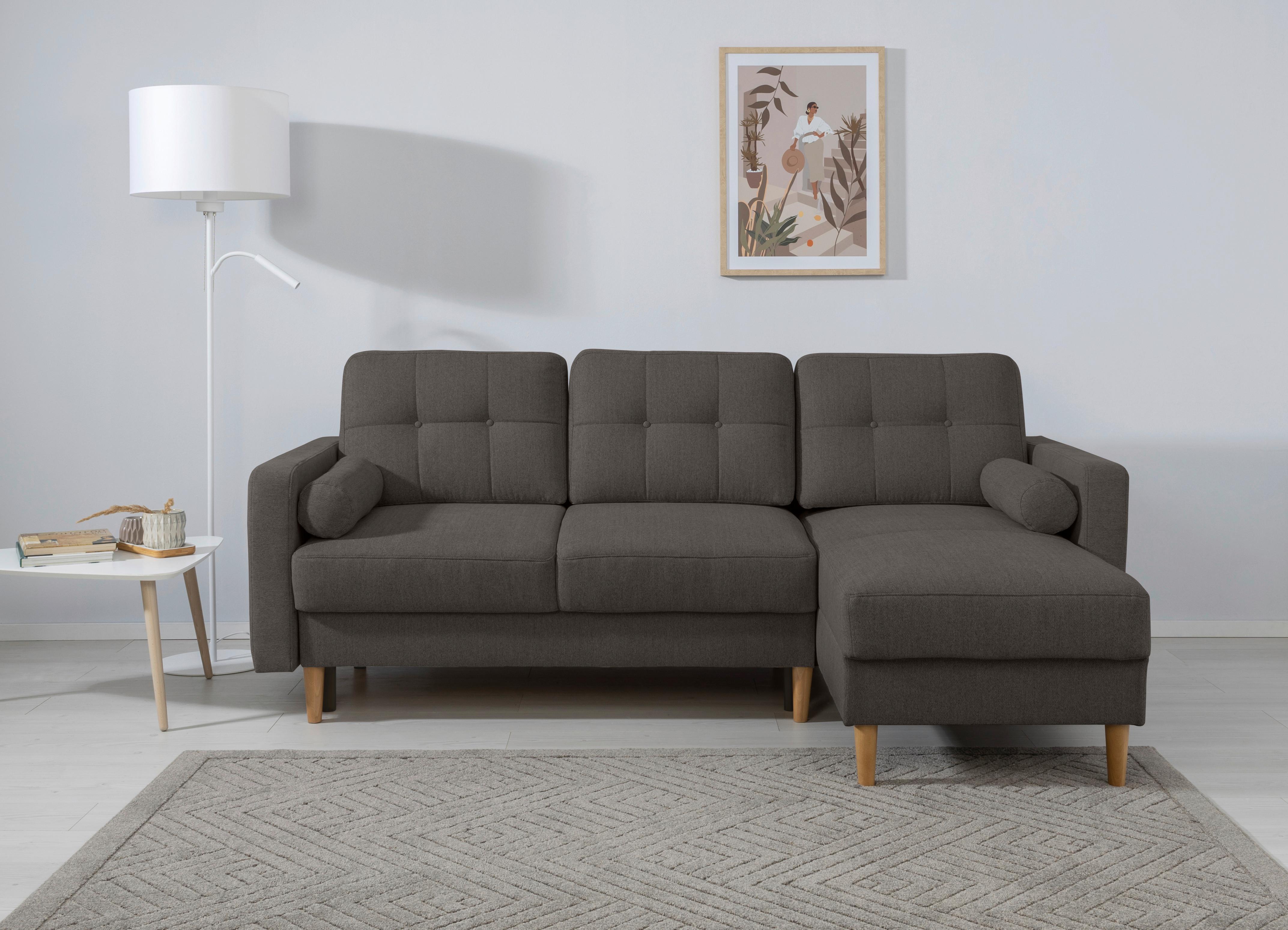 Ecksofa Noret, Grau S: 223x157 Cm - Buchefarben/Grau, Design, Textil (223/157cm) - MID.YOU