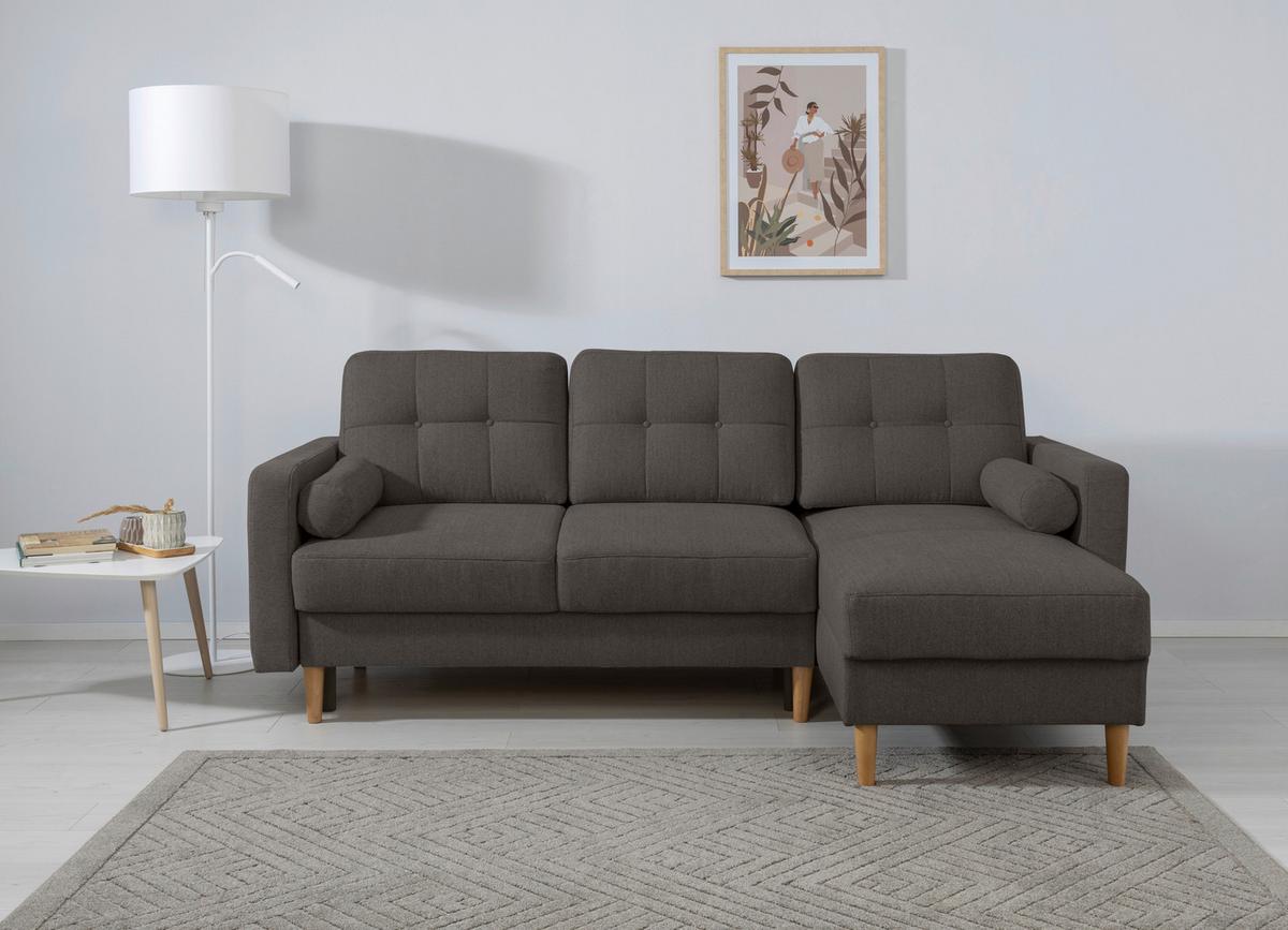 Ecksofa Noret, Grau S: 223x157 Cm - Buchefarben/Grau, Design, Textil (223/157cm) - MID.YOU