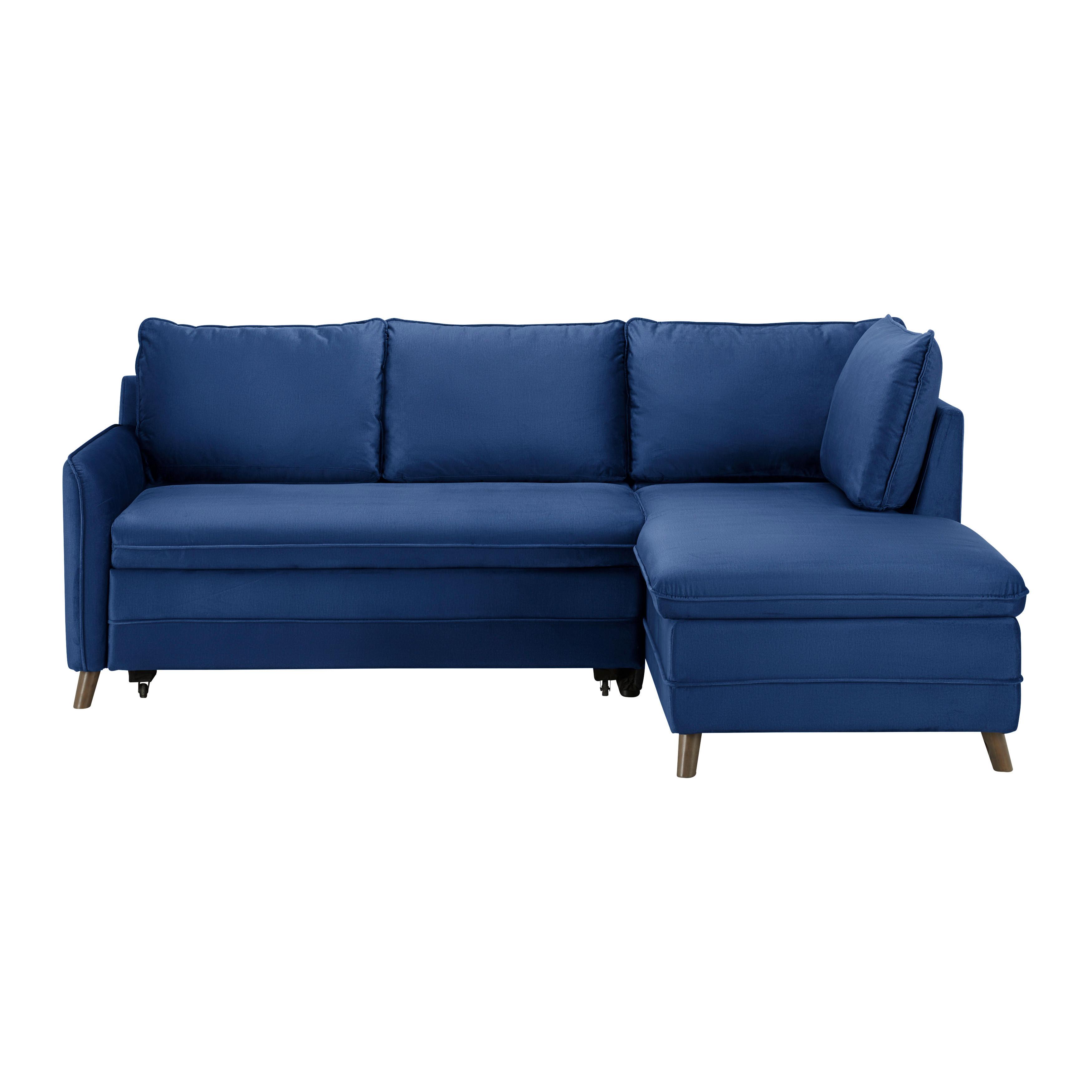 Sedací souprava ANGELINA modrá - šedá/modrá, Moderní, dřevo/textil (229/87/154cm) - Bessagi Home
