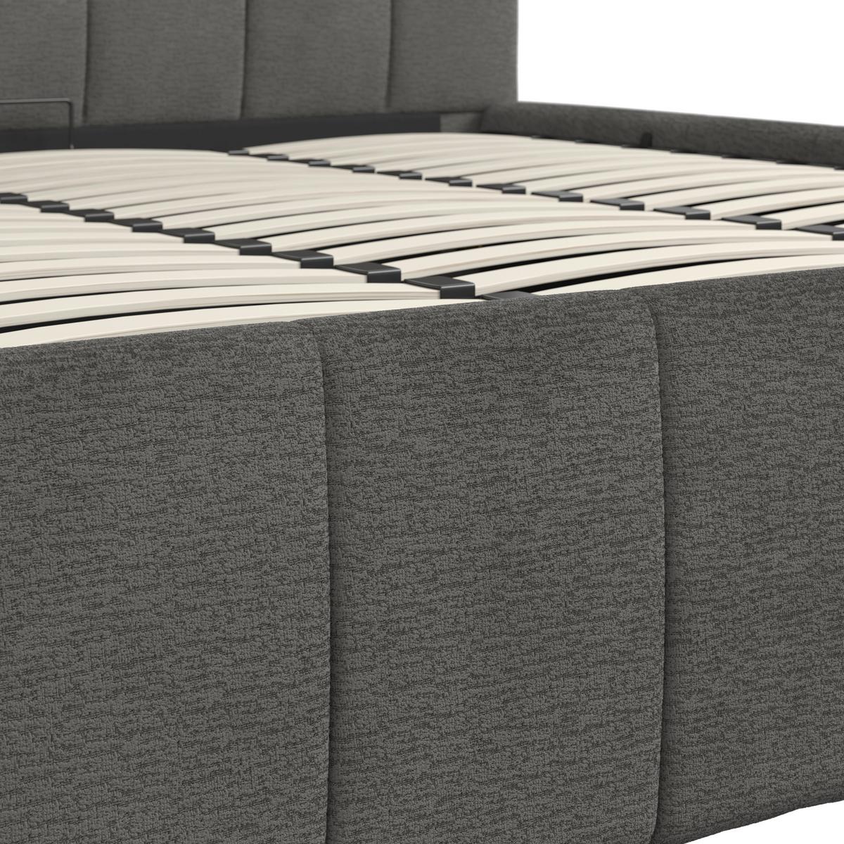 Čalouněná postel KAIA 180x200 cm, šedá - šedá/černá, Moderní, kov/dřevo (180/200cm) - Bessagi Home