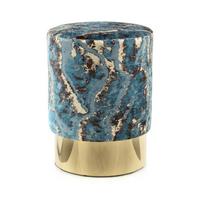 Hocker Gipsy, Dunkelblau B:35 Cm - Goldfarben/Dunkelblau, Design, Textil (35/46/35cm) - Kayoom