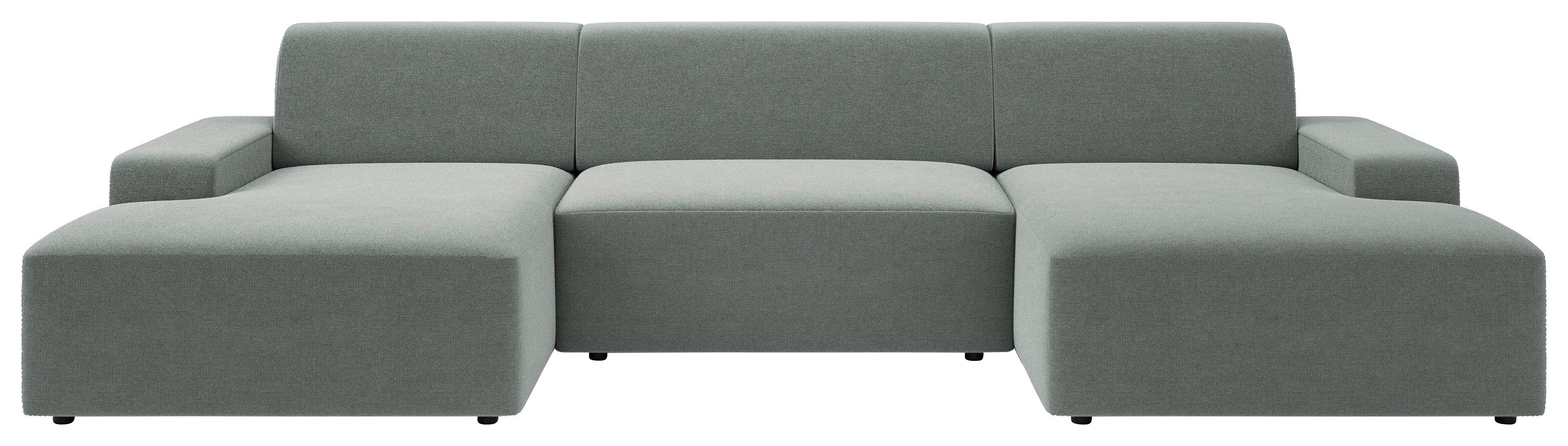 Wohnlandschaft Wien Grau U: 162x329x162 cm - Schwarz/Grau, MODERN, Textil (162/329/162cm) - Trendmanufaktur