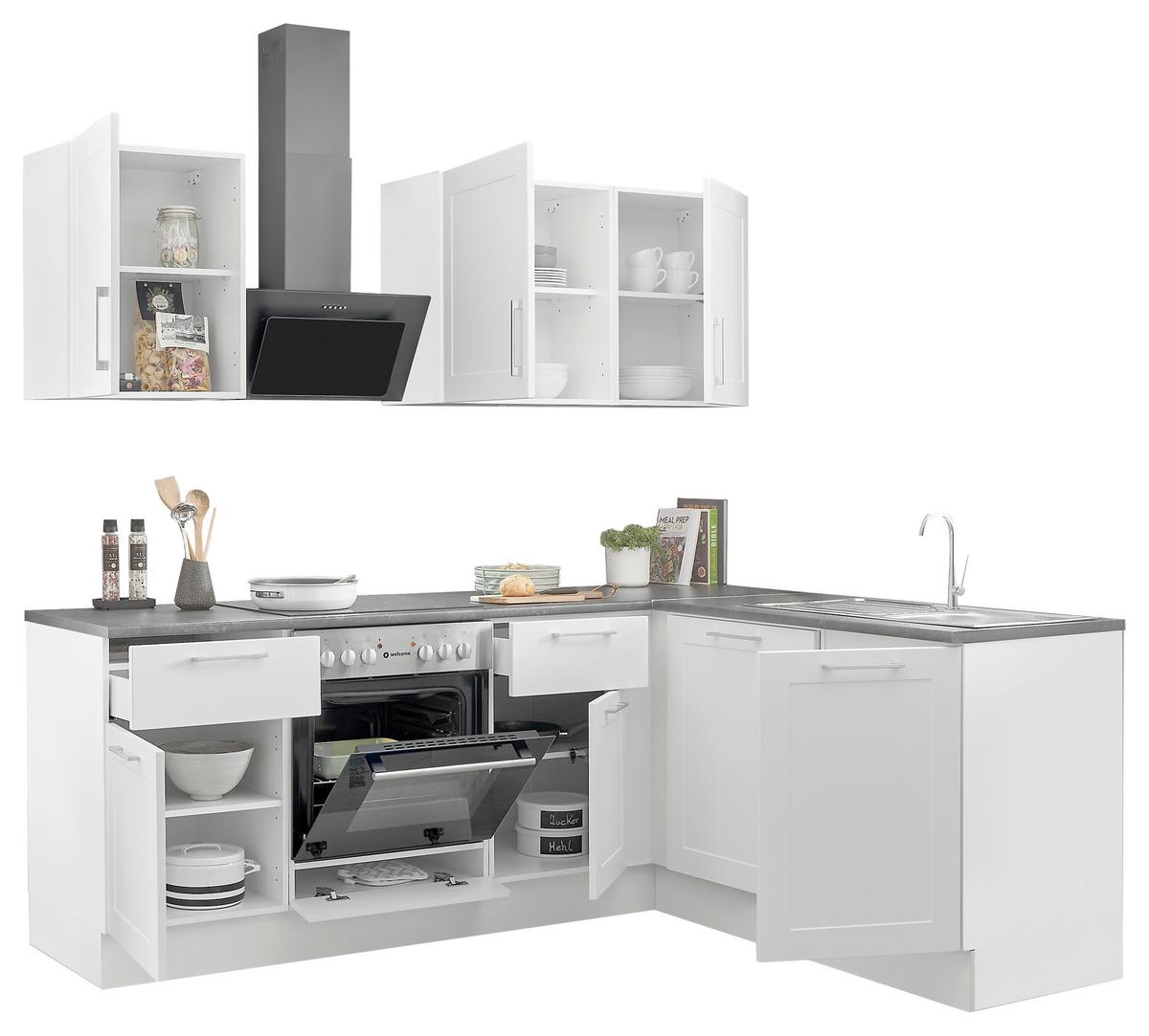 Eckküche Marseille L 220 White - Anthrazit/Weiß, Design, Holzwerkstoff (220/175cm) - MID.YOU