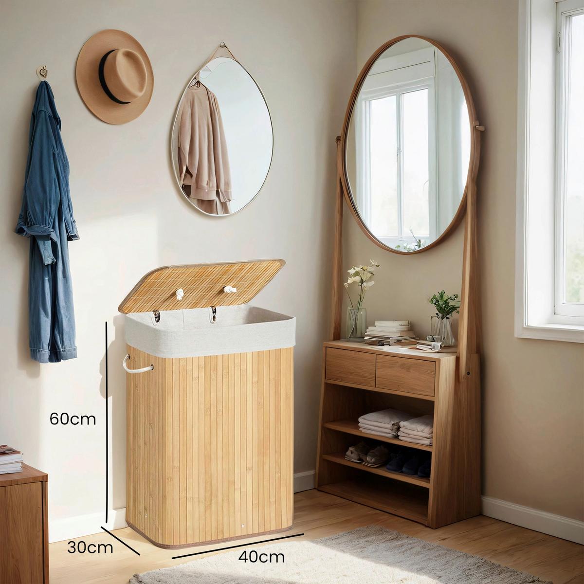 Wäschekorb Naturfarben B: 40 Cm - Naturfarben, Basics, Naturmaterialien/Holzwerkstoff (40/60/30cm)