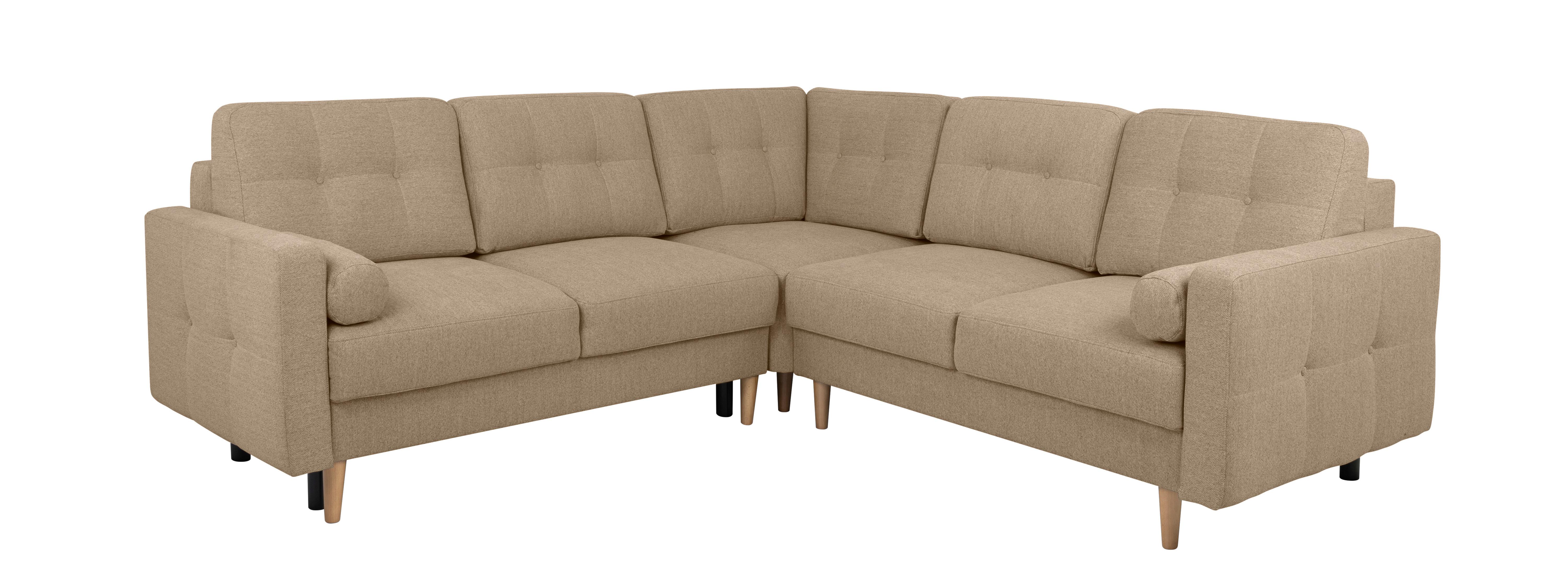 Ecksofa Noret, Hellbraun S: 242x242 Cm - Hellbraun/Buchefarben, Design, Textil (242/242cm) - MID.YOU