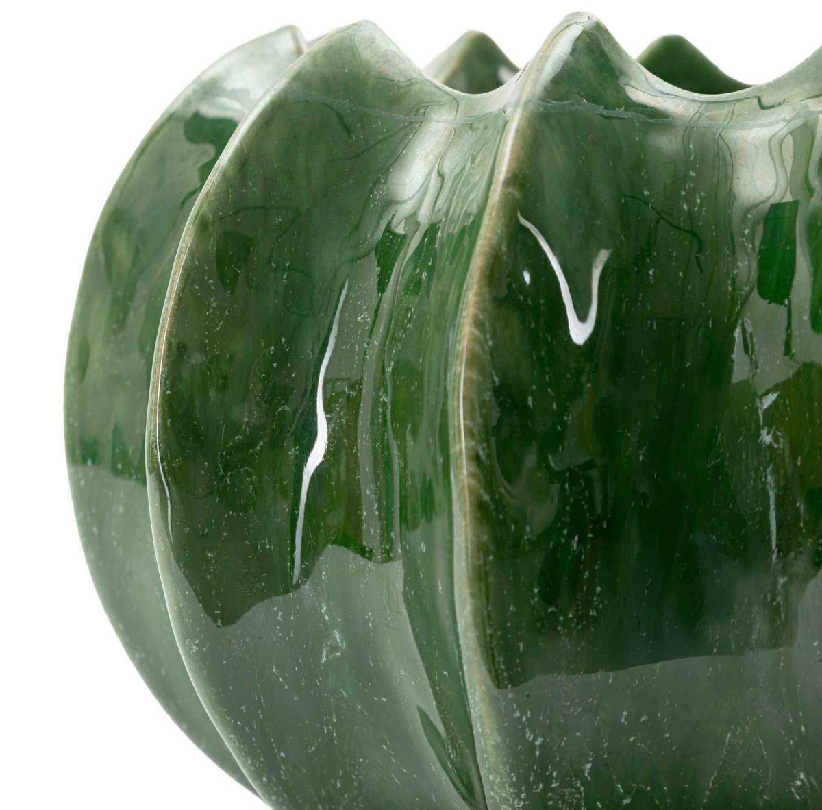 Vase Cactus Basket Grün B: 22 Cm - Grün, Basics, Keramik (22/13,5/22cm)