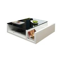 Couchtisch Schwarz/weiß Hochglanz L:100cm - Weiß Hochglanz/Schwarz, Design, Glas/Holzwerkstoff (100/100/30cm) - Livetastic