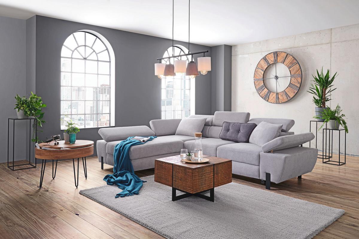 Rohová sedačka MILNA, levá, světle šedá - šedá/černá, Moderní, kov/dřevo (189/277cm) - Mömax