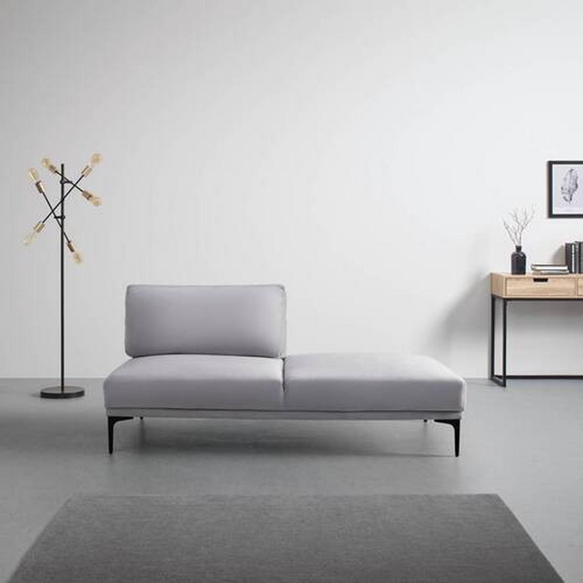 Lenoška TESSA šedá - šedá/černá, Moderní, kov/textil (180,5/82,5/88,5cm) - Bessagi Home