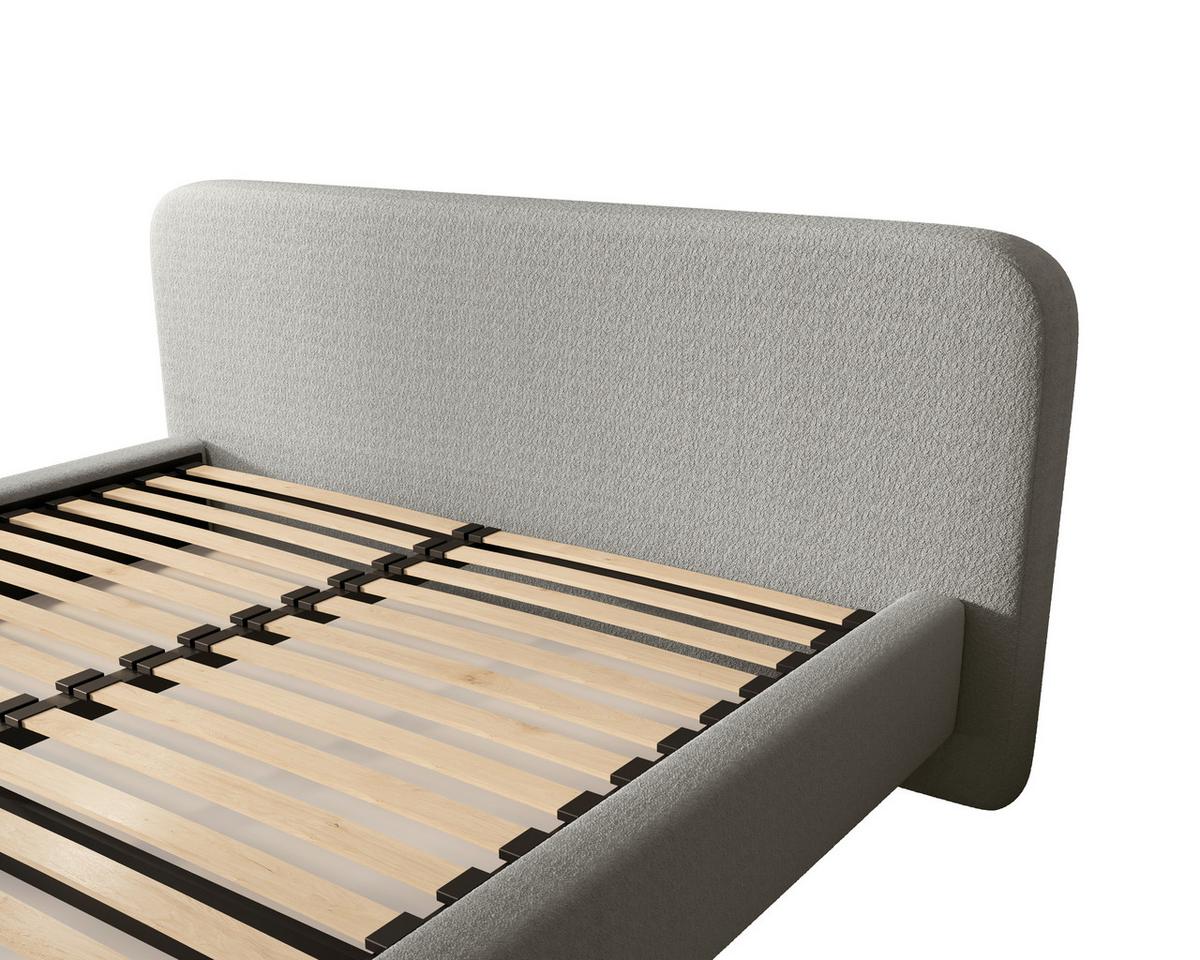 Polster Bett Bill 120 Creme LF: 120x200 cm - Schwarz/Grau, MODERN, Textil/Metall (140/200cm) - MID.YOU