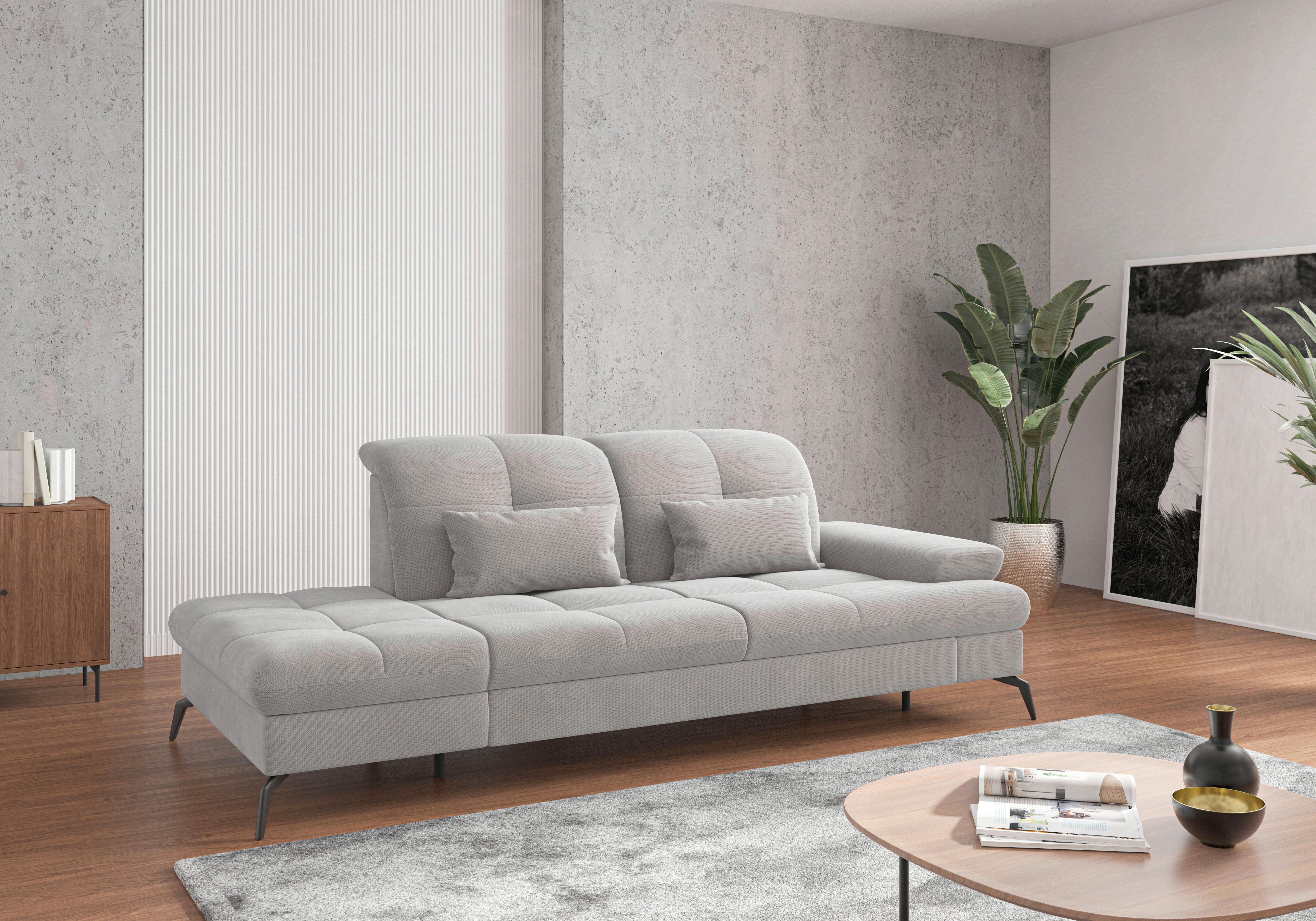 RÉCAMIERE Amica E, Silberfarben B: 231cm - Silberfarben/Schwarz, KONVENTIONELL, Textil (231/90/122cm) - Sit & More