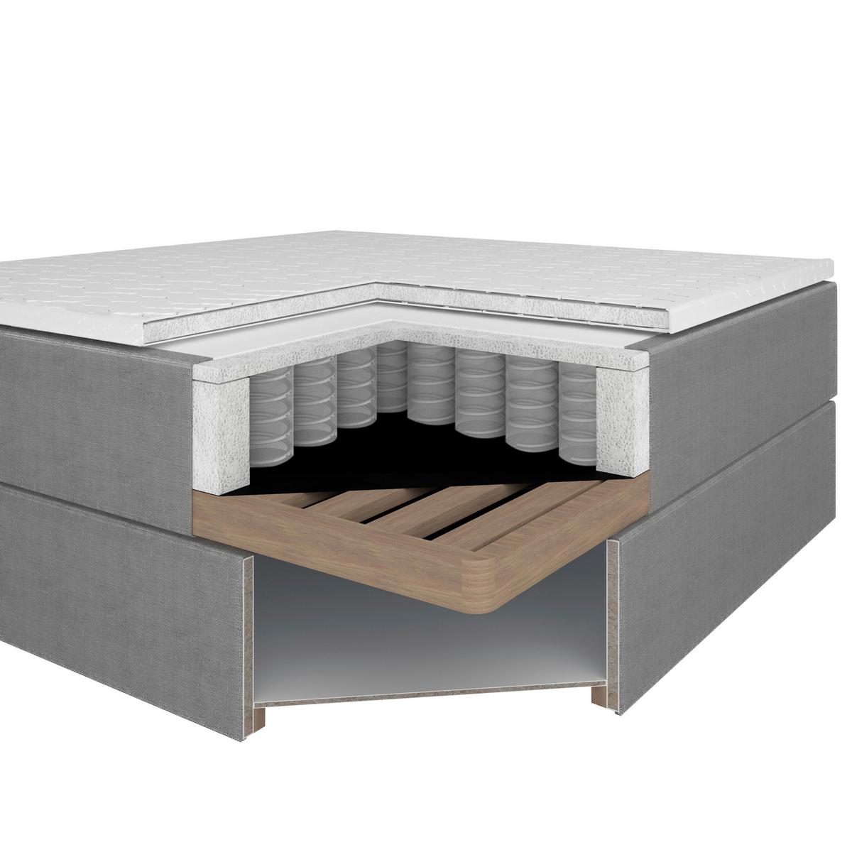 Boxspringová posteľ VIDA 90x200, krémová, s topperom - čierna/slonovinová, Modern, drevo/textil (90/200cm) - Bessagi Home