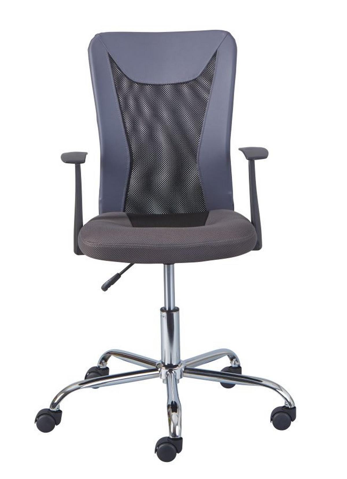Jugenddrehstuhl Donny Grau / Schwarz - Chromfarben/Schwarz, Basics, Kunststoff/Metall (55/85-95/54,5cm) - MID.YOU