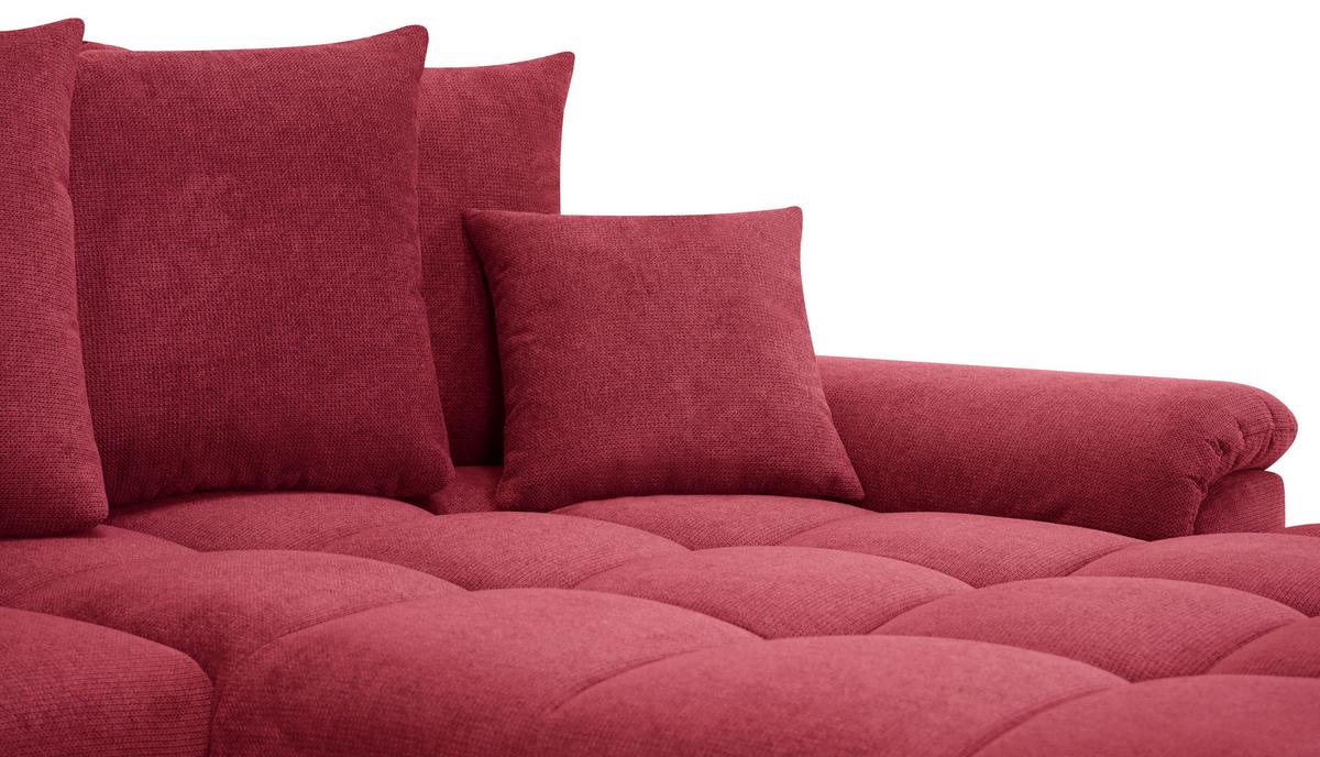 Rohová sedačka ERICE, pravá, červená - chrómová/červená, Design, textil/plast (312/198cm)
