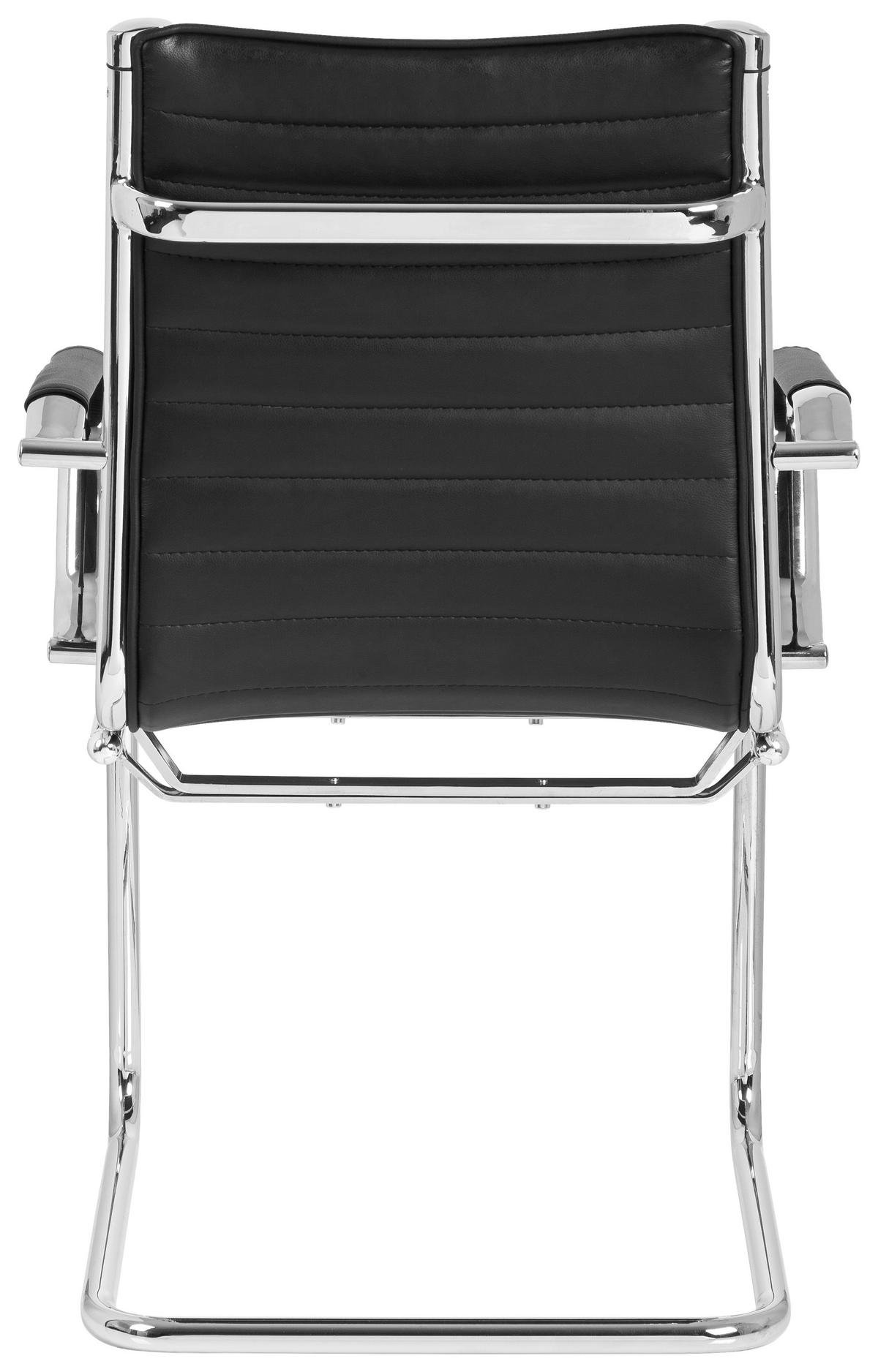 Besucherstuhl Vermona Schwarz Bis 110 Kg - Silberfarben/Schwarz, Basics, Textil/Metall (54/90/50cm) - MID.YOU