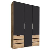 Drehtürenschrank M. Schubladen 150cm Level 36a, Graphit Dekor - Eichefarben/Graphitfarben, MODERN, Holzwerkstoff (150/216/58cm) - MID.YOU