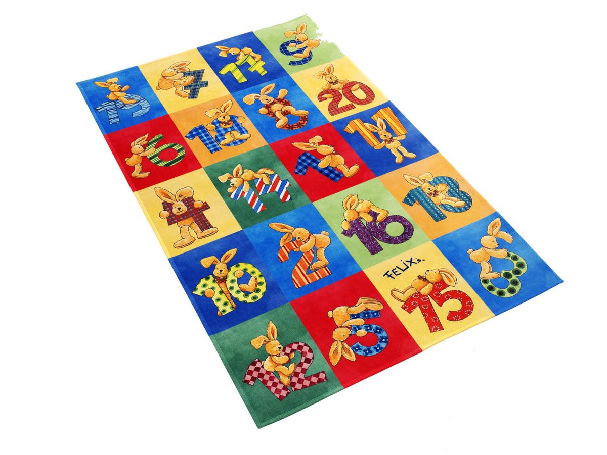 Kinderteppich Felix Der Hase Bunt 100x160 Cm - Blau/Gelb, Trend, Textil (100/160cm)