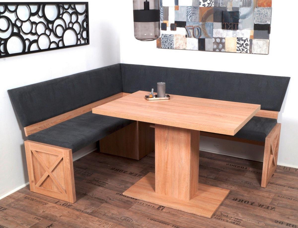 Eckbank Madrano Kansas Grau, Eiche S: 150 Cm - Grau/Sonoma Eiche, KONVENTIONELL, Holzwerkstoff/Textil (150/185cm) - MID.YOU
