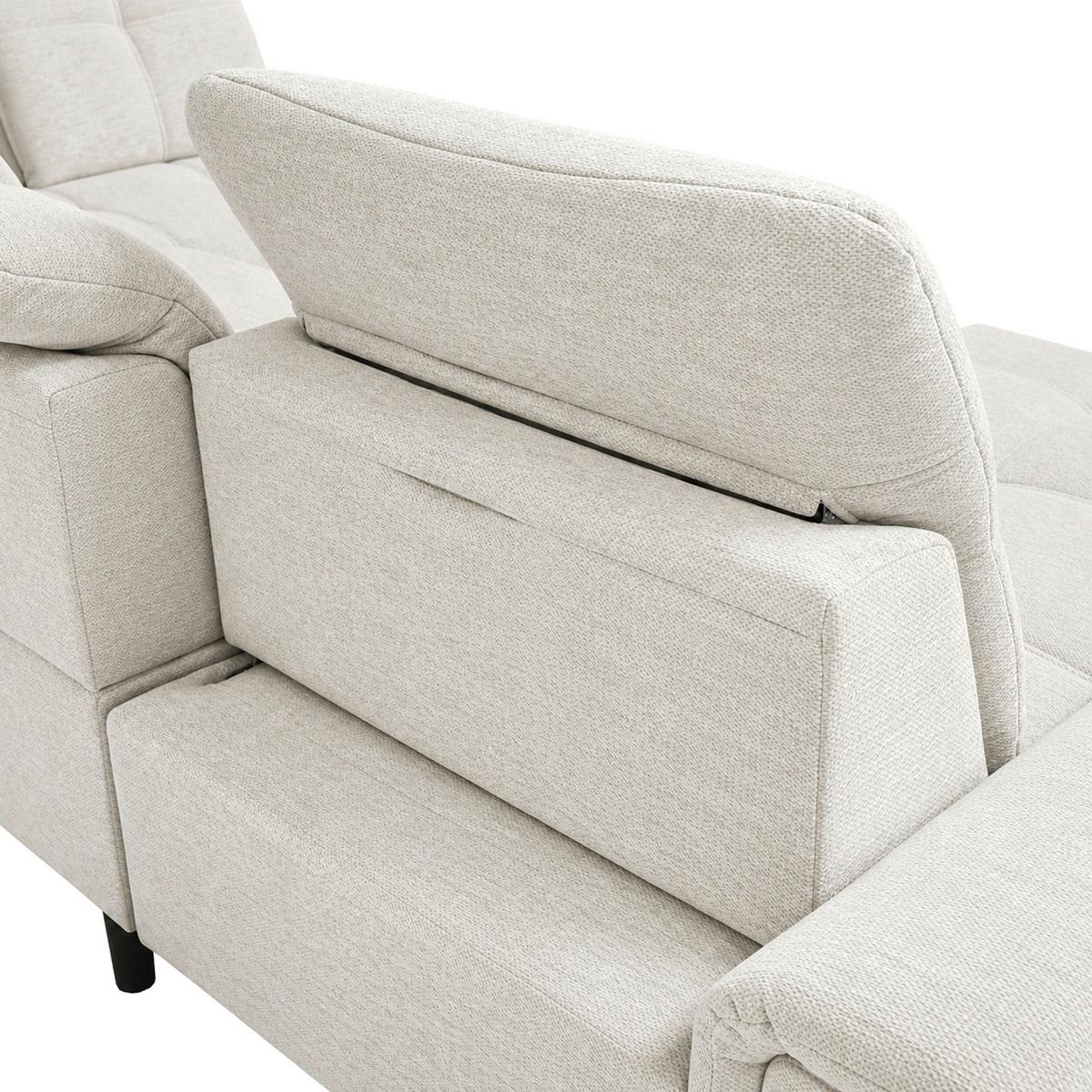 Sedacia súprava SIERRA, pravá, béžová ženilka - čierna/béžová, Modern, kov/textil (181/364/230cm)