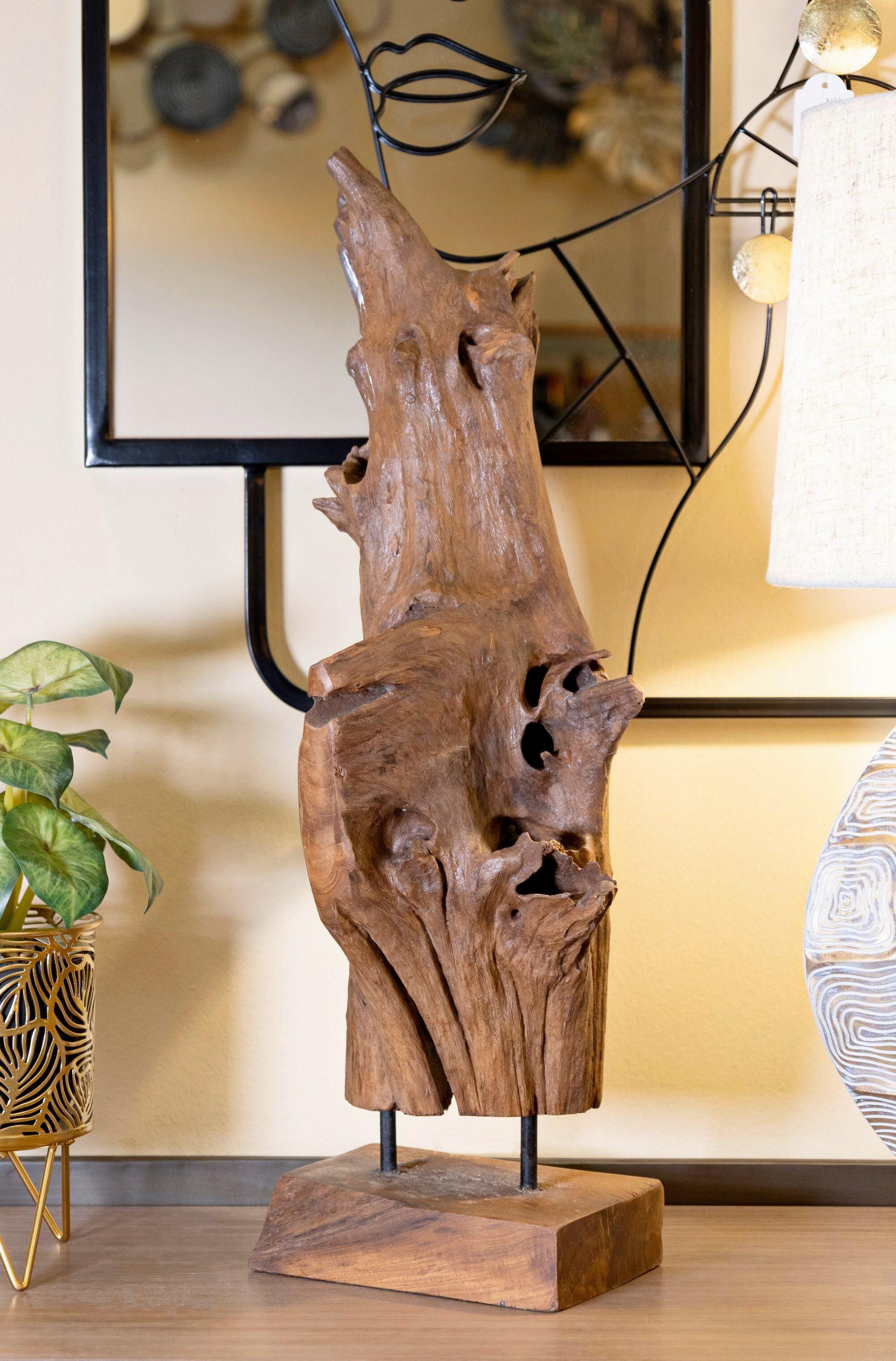 Skulptur Akar Teak, Braun B: 23 cm - Braun, Basics, Holz (23/64/27cm)