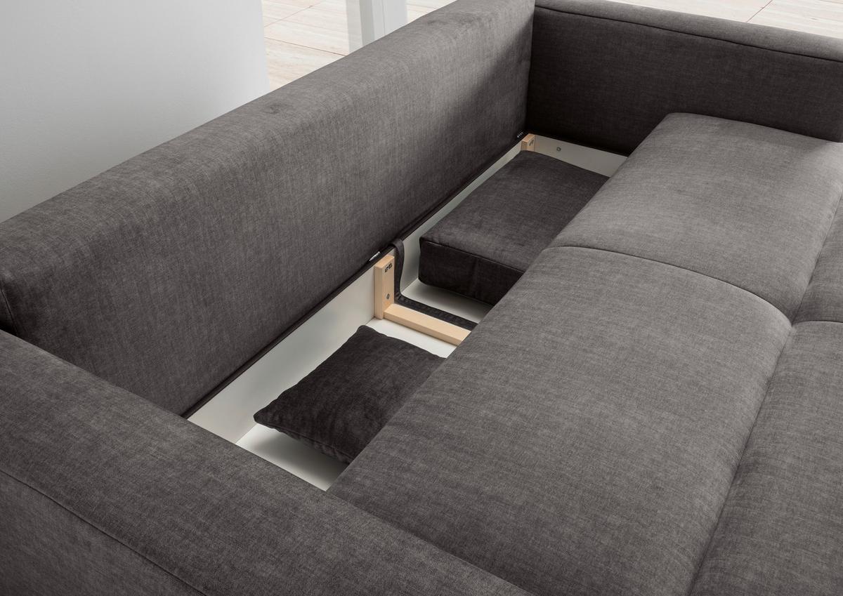 Schlafsofa Longo, Grau B: 245 Cm - Schwarz/Grau, MODERN, Textil (245/86/126cm) - Livetastic