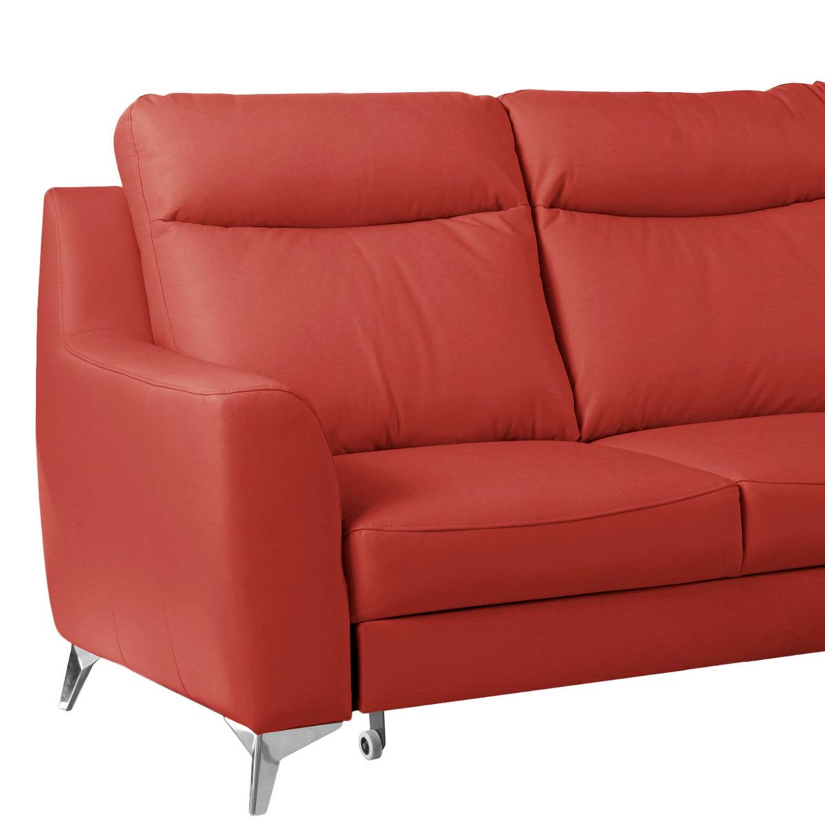 Ecksofa Gio Rot S: 168x236 Cm - Chromfarben/Rot, Design, Leder/Textil (168/236cm) - Livetastic