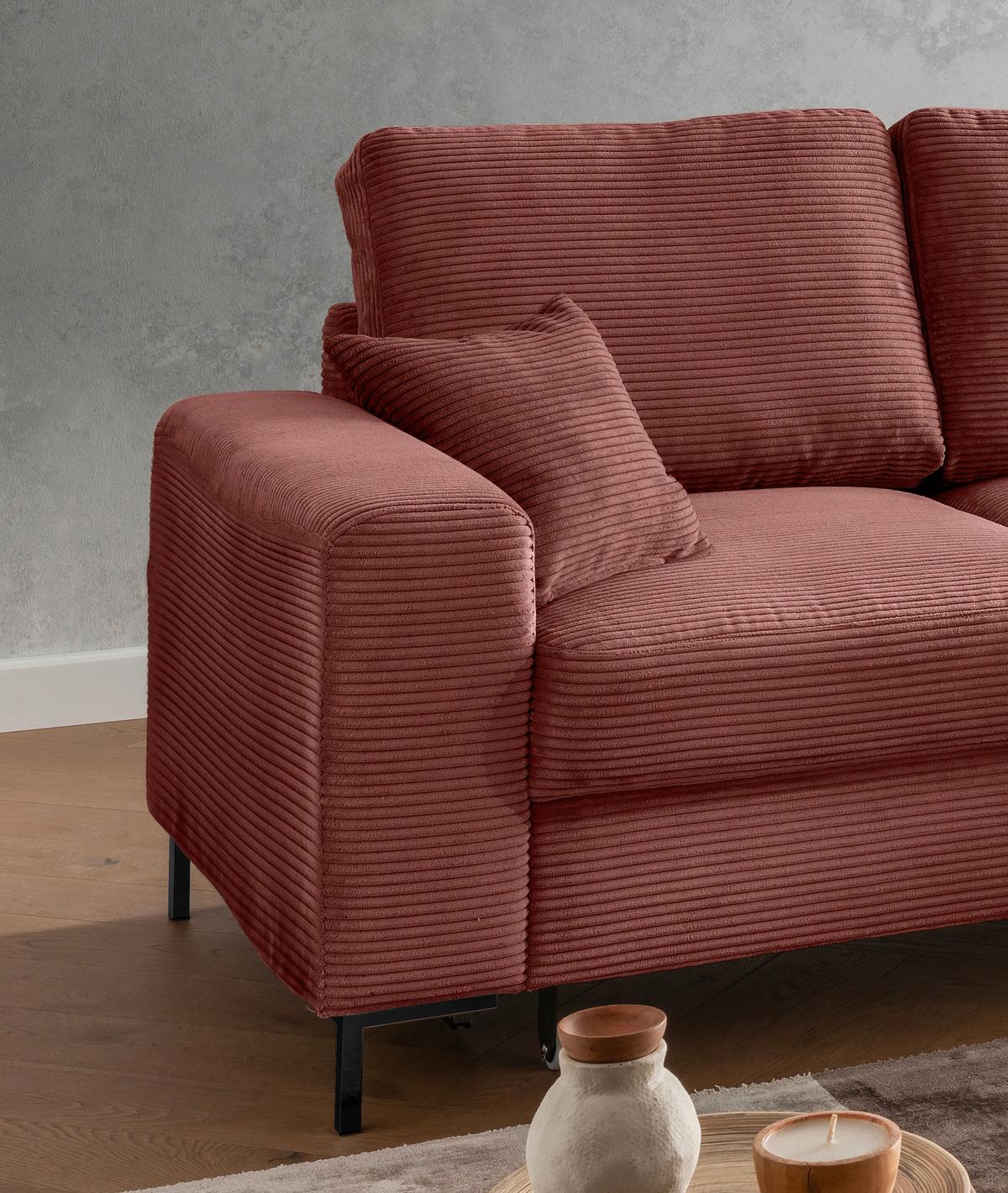 Eckschlafsofa Zona, Koralle S: 237x143 Cm - Koralle/Schwarz, KONVENTIONELL, Textil (237/143cm) - Livetastic