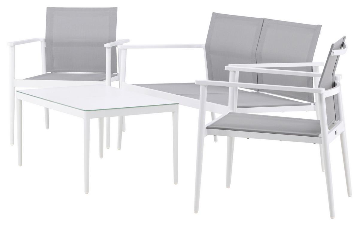 Loungegarnitur Break - Weiß/Grau, KONVENTIONELL, Glas/Textil - Gardenson