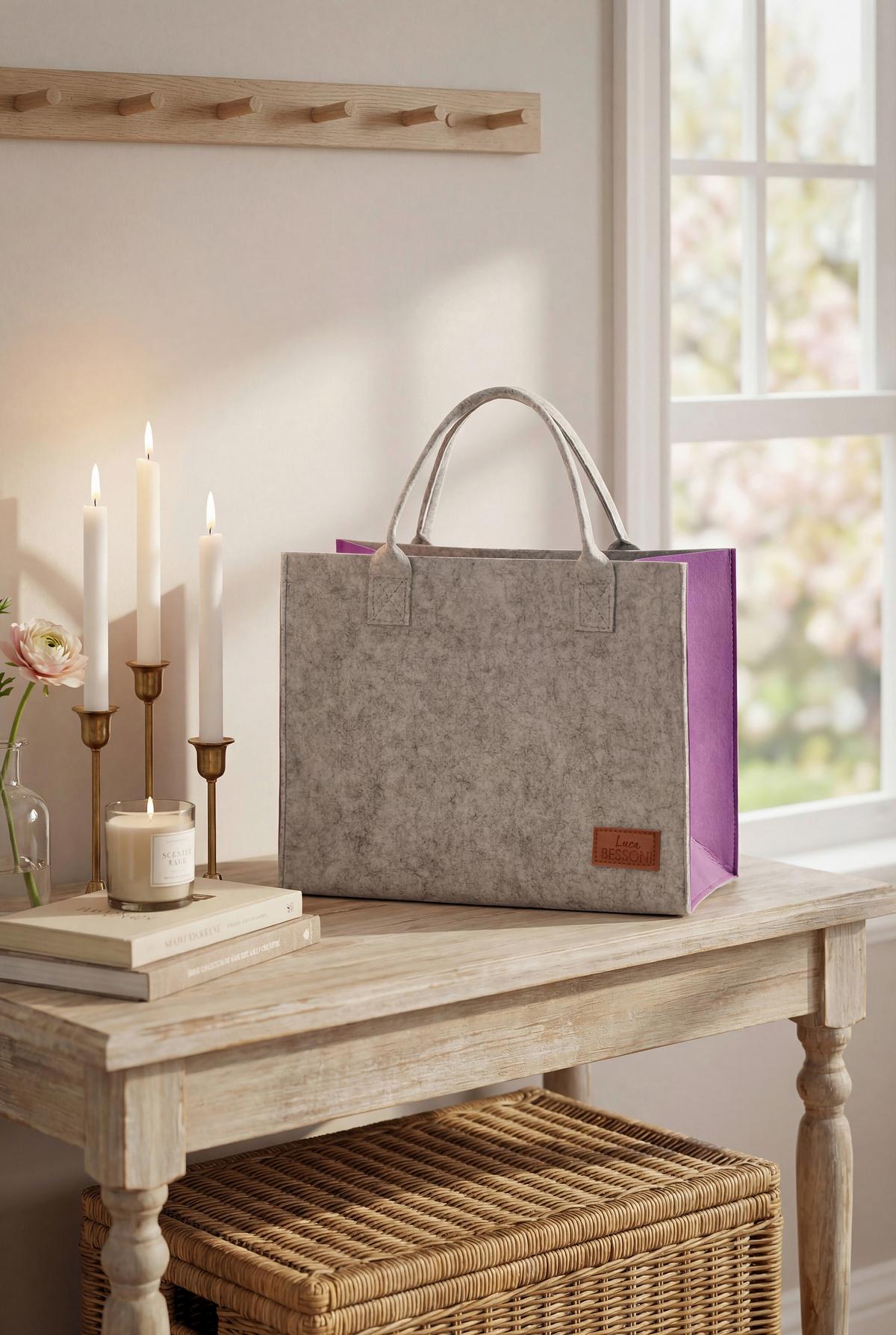 HANDTASCHE SAMIRA - Lila/Grau, KONVENTIONELL, Textil (35/20/30cm) - Luca Bessoni