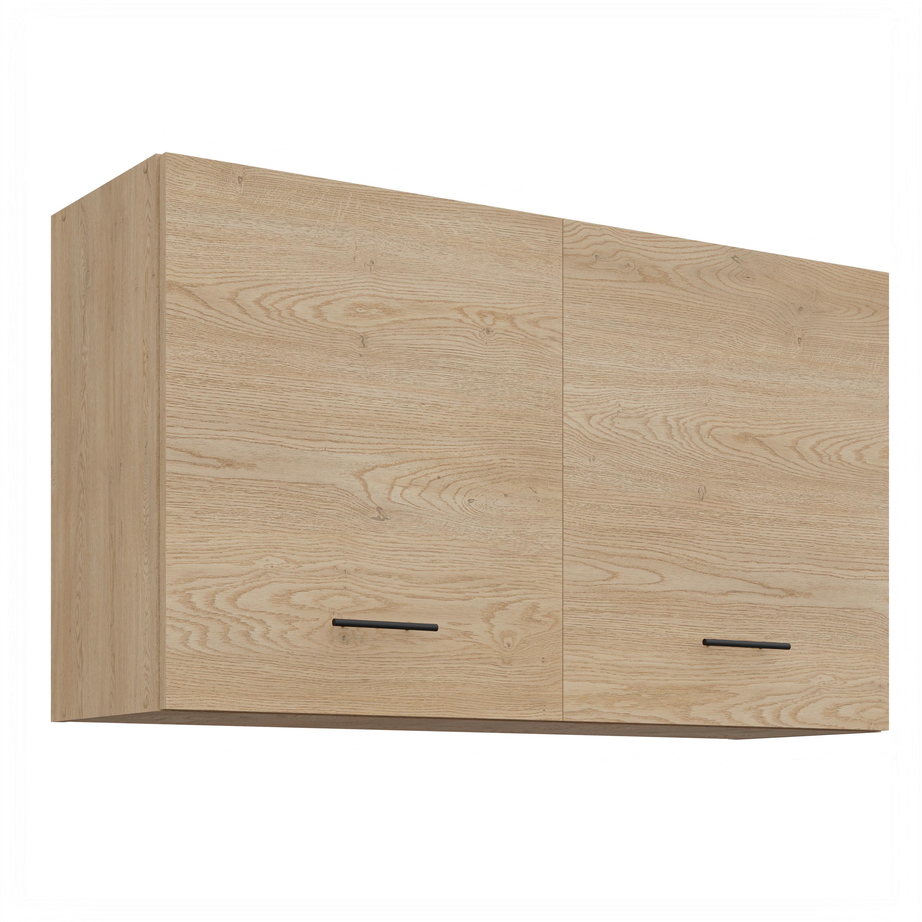Horná skrinka FOX II š.100 cm - čierna/farba duba, kompozitné drevo/plast (99,9/58/30,6cm)